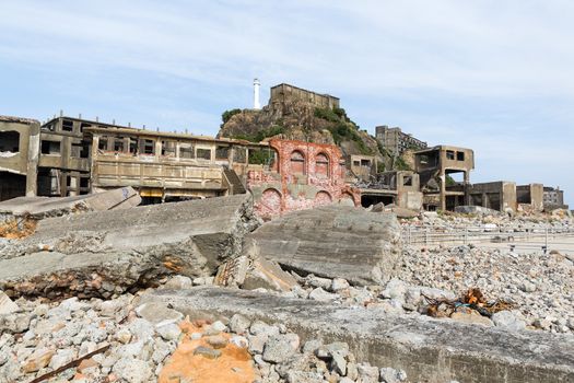 Hashima Island in Nagasaki city of japan