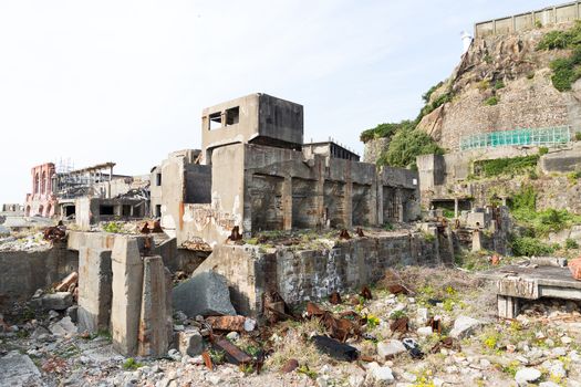 Abandoned Battleship island in Nagasaki city of Japan