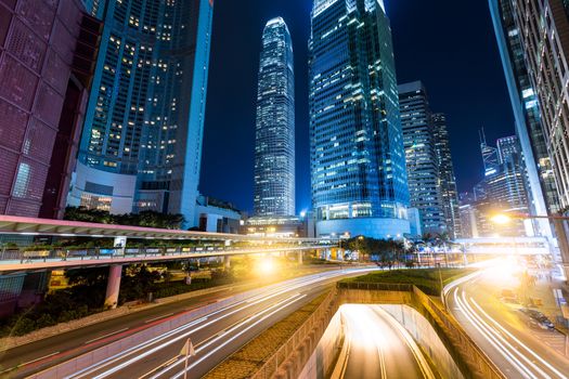 Hong Kong with traffic trail