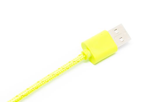 Portable micro USB charger for phone on white background ideal for travel item.