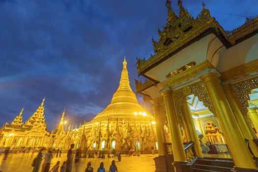 Shwedagon Pagoda at night , Myanmar (Burma) Yangon landmark