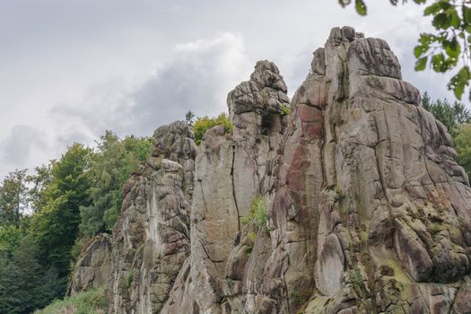 The Externsteine, striking sandstone rock formation in the Teutoburg Forest, Germany, North Rhine Westphalia