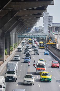 Bangkok, Thailand - September 06, 2016 : Traffic congestion on Kamphaeng Phet Road 6 at Don Muang airport, Bangkok,Thailand on September 06, 2016