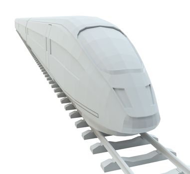 White high-speed train, isolated on white background. 3d illustration