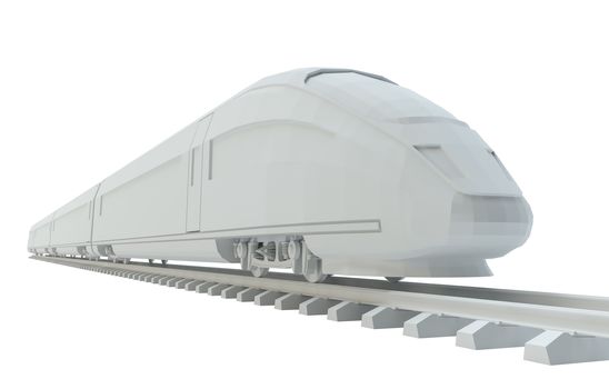 White high-speed train, isolated on white background. 3d illustration