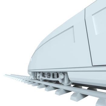 White high-speed train, isolated on white background. 3d illustration