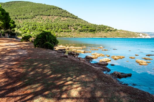 View of gulf and beach of Tramariglio, Sardinia, in a sunny day of summer