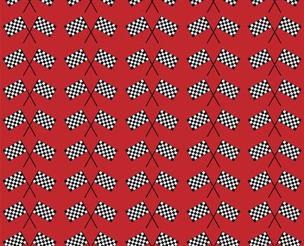 Crossed waving black and white checkered flags seamless pattern background endless texture. Original concept of motor sport