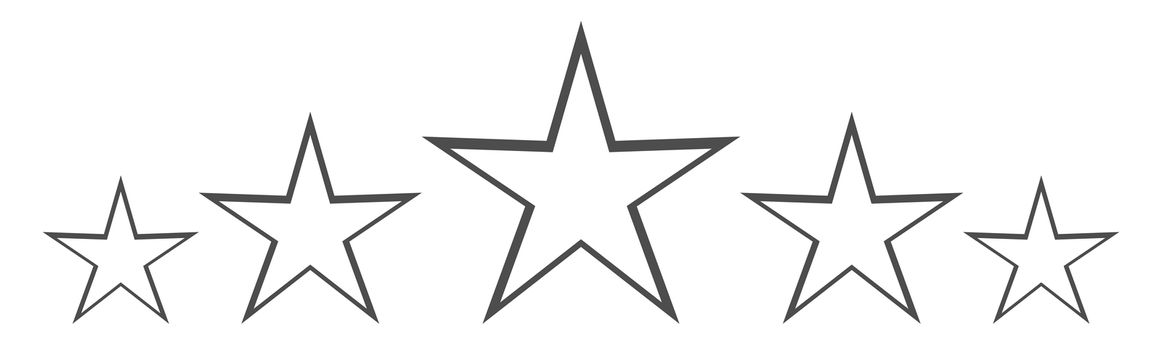 Isolated gray star icons in set, ranking mark. Modern simple favorite sign, decoration symbol for website design, web button, mobile app.