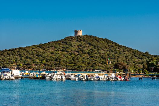 View of gulf and beach of Tramariglio, Sardinia, in a sunny day of summer