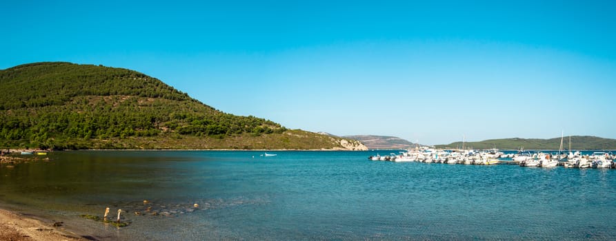 View of gulf and beach of Tramariglio, Sardinia, in a sunny day of summer