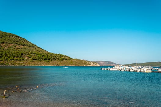View of gulf and beach of Tramariglio, Sardinia, in a sunny day of summer