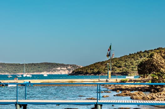 View of gulf and beach of Tramariglio, Sardinia, in a sunny day of summer