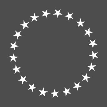 Star in circle shape. Starry border frame icon isolated on a dark black background