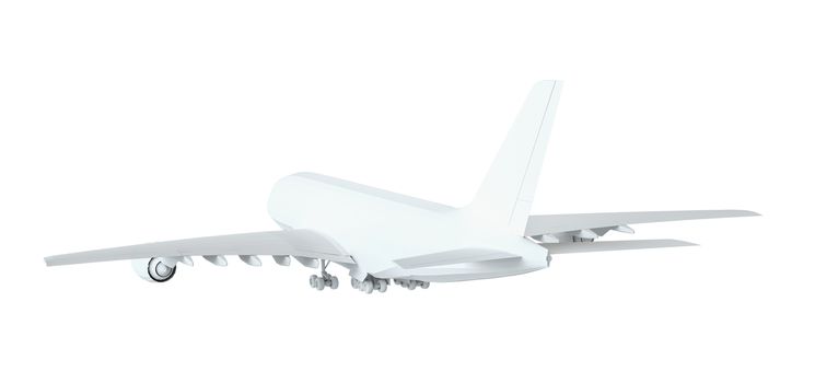 White airplane. Isolated on white background. 3d illustration