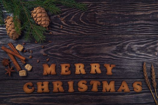 Gingerbreads for christmas on wooden background