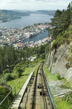 The Floibanen funicular to Mount Floyen at Bergen City