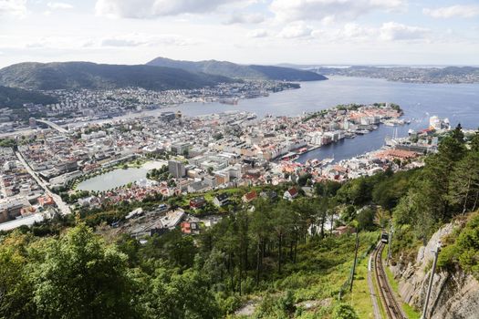 View on the city of Bergen from Mount Floyen