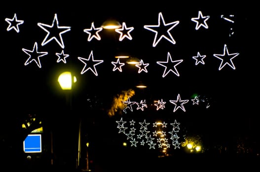 Christmas light stars on a street