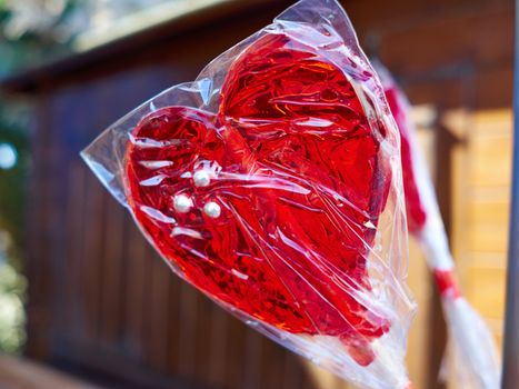 Heart shaped lolly pop made for lovers for a happy Valentine Day