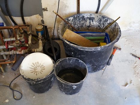 Home improvement, renovation construction tools on the floor