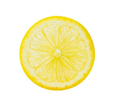 Closeup fresh lemon fruit slice on white background with clipping path