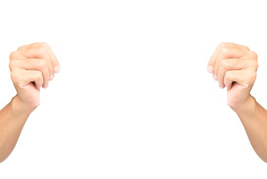 Hand holding blank white paper for advertise text with clipping path