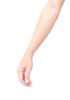 Man arm with blood veins on white background, health care and medical concept