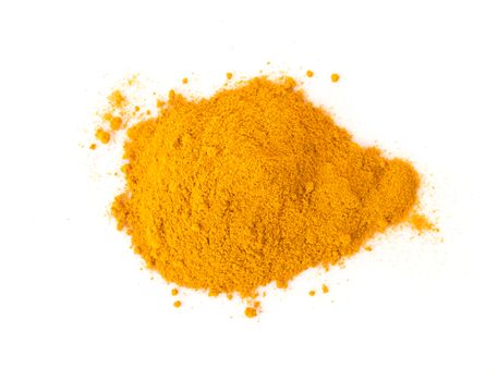 Turmeric power on white background, herb and healthy care concept