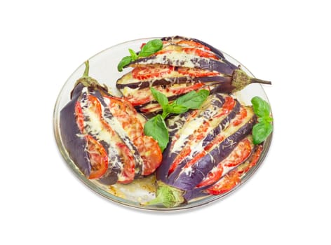 Eggplants stuffed with vegetables and cheese