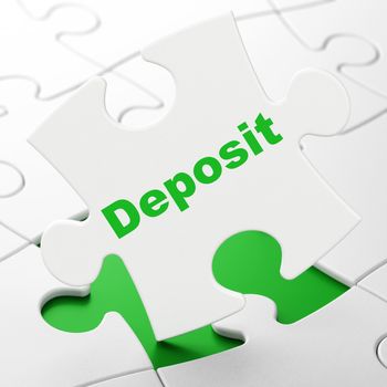 Banking concept: Deposit on White puzzle pieces background, 3D rendering