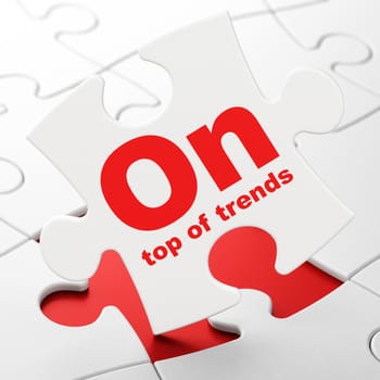 Business concept: On Top of trends on White puzzle pieces background, 3D rendering