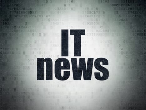 News concept: Painted black word IT News on Digital Data Paper background