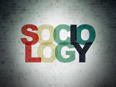 Learning concept: Painted multicolor text Sociology on Digital Data Paper background