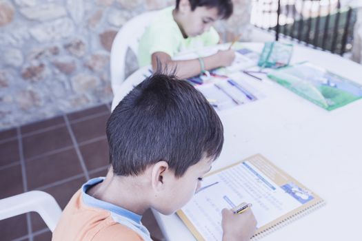 Boys doing the home works