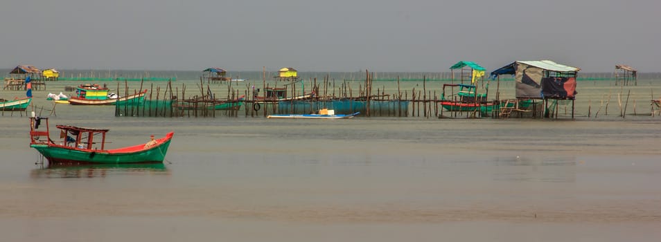 Fishing Boat at Fishing Village on a cloudy day, Phu Quoc, Kien Giang Province, Vietnam