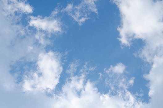 blue sky have cloud in winter season ,thai land ,have feeling happy , and sihouette style
