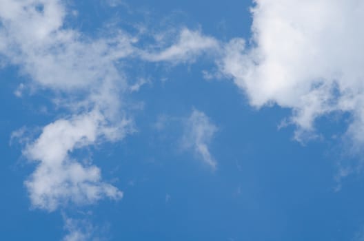 blue sky have cloud in winter season ,thai land ,have feeling happy , and sihouette style