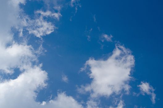 blue sky have cloud in winter season ,thai land ,have feeling happy , and sihouette style
