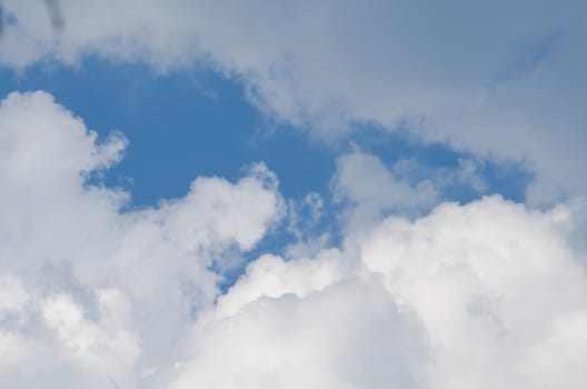 blue sky have cloud in winter season ,thai land ,have feeling happy , and sihouette style