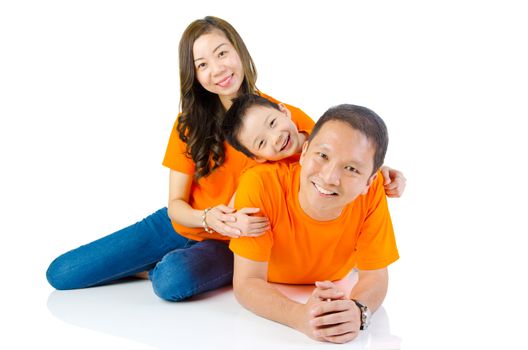 Indoor portrait of asian family at home