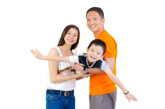 Indoor portrait of a happy asian family