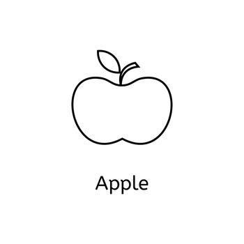 Apple icon. Outline symbol apple to design a website and mobile applications. Simple dental icons on white background.