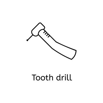 Dental drill line icon isolated on white background. Line icon for infographic, website or app. Outline symbol teeth to design a website and mobile applications. Simple dental icons on white background.