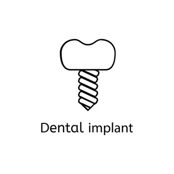Dental implant icon. Outline symbol teeth to design a website and mobile applications. Simple dental icons on white background.