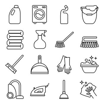  set of isolated cleaning icon. elements associated with cleaning for your design project.