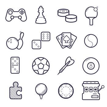  set of games icons. Isolated on white background.