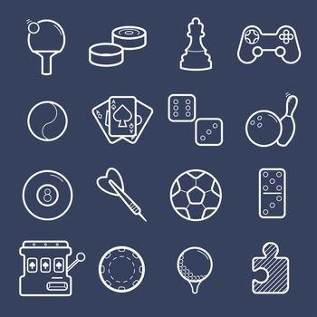  set of games icons. Isolated on dark background.