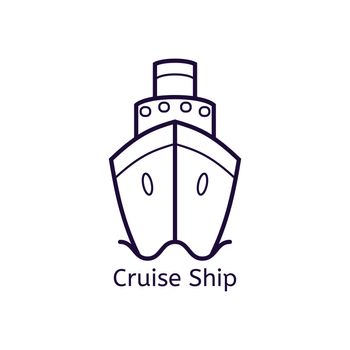 cruise ship on a white background. Thin line icon for web site, visit card, poster, banner etc.