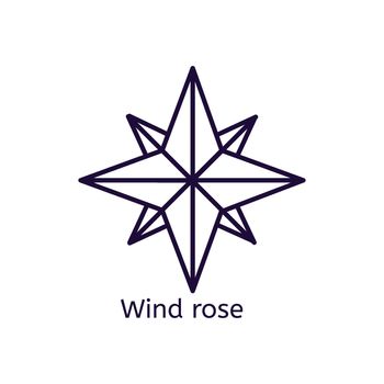  wind rose icon on a white background. Thin line icon for web site, visit card, poster, banner etc.